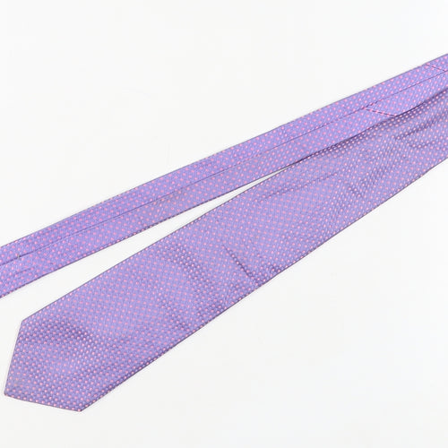 Pink Men's Purple Silk Geometric Tie