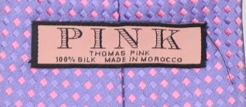 Pink Men's Purple Silk Geometric Tie