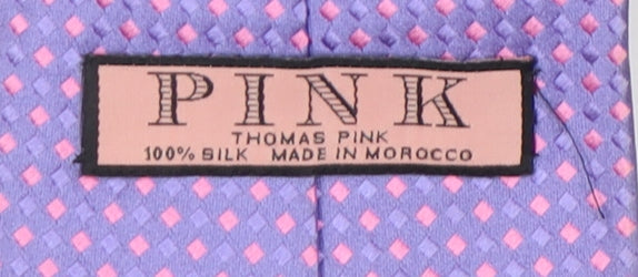 Pink Men's Purple Silk Geometric Tie