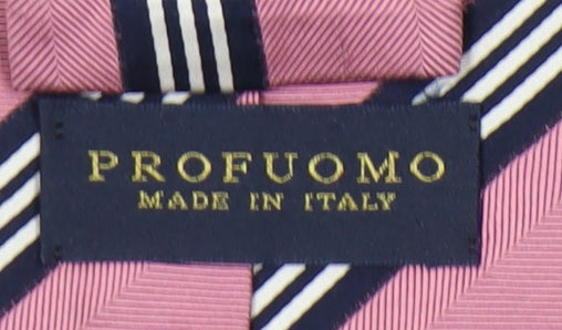 Profuomo Men's Pink Striped Silk Tie