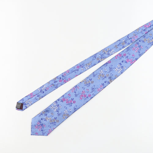 Marks and Spencer Men's Blue Floral Silk Tie One Size