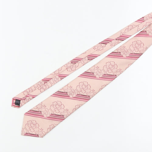 Marks and Spencer Men's Pink Silk Floral Striped Tie