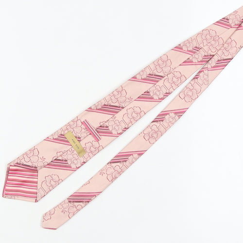 Marks and Spencer Men's Pink Silk Floral Striped Tie