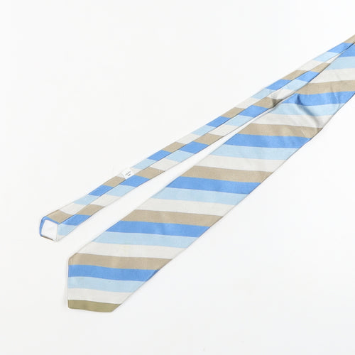 Phillip Alexandre Men's Blue Beige Striped Silk Tie
