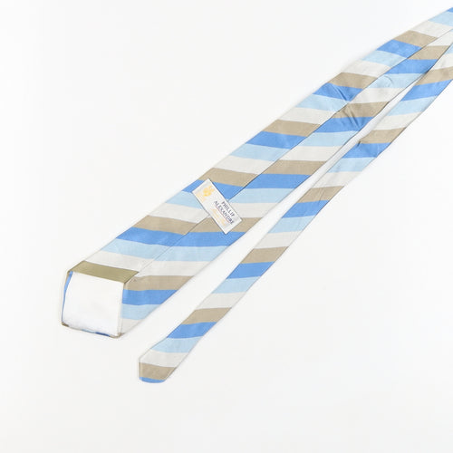 Phillip Alexandre Men's Blue Beige Striped Silk Tie