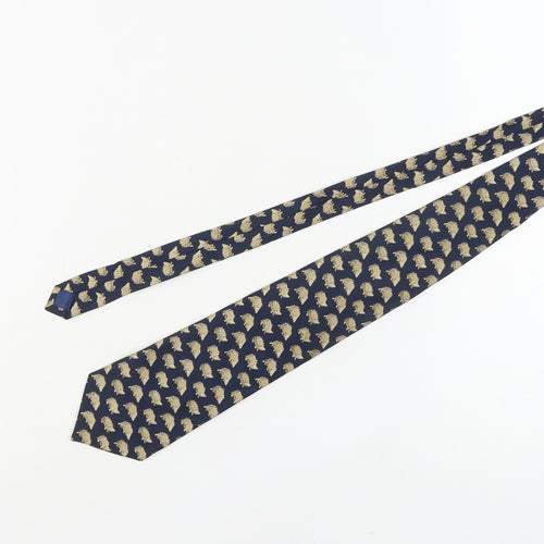 Men's Blue Silk Animal Print Tie - One Size Style