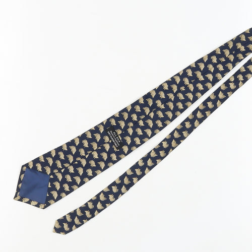 Men's Blue Silk Animal Print Tie - One Size Style