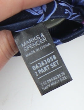 Marks & Spencer Blue Floral Silk Tie - 2 Piece Set, One Size