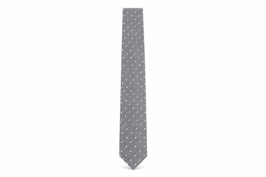 Front view of River Island Grey Polka Dot Cotton Blend Tie
