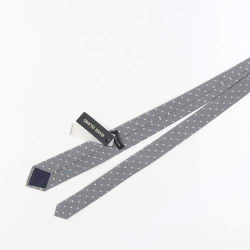 River Island Grey Polka Dot Cotton Blend Tie