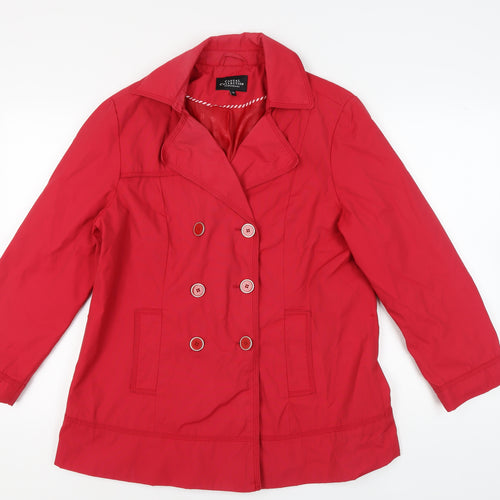 Debenhams Women's Red Pea Coat Size 16 Double Breasted