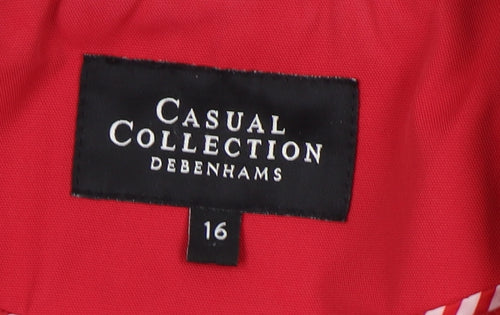 Debenhams Women's Red Pea Coat Size 16 Double Breasted