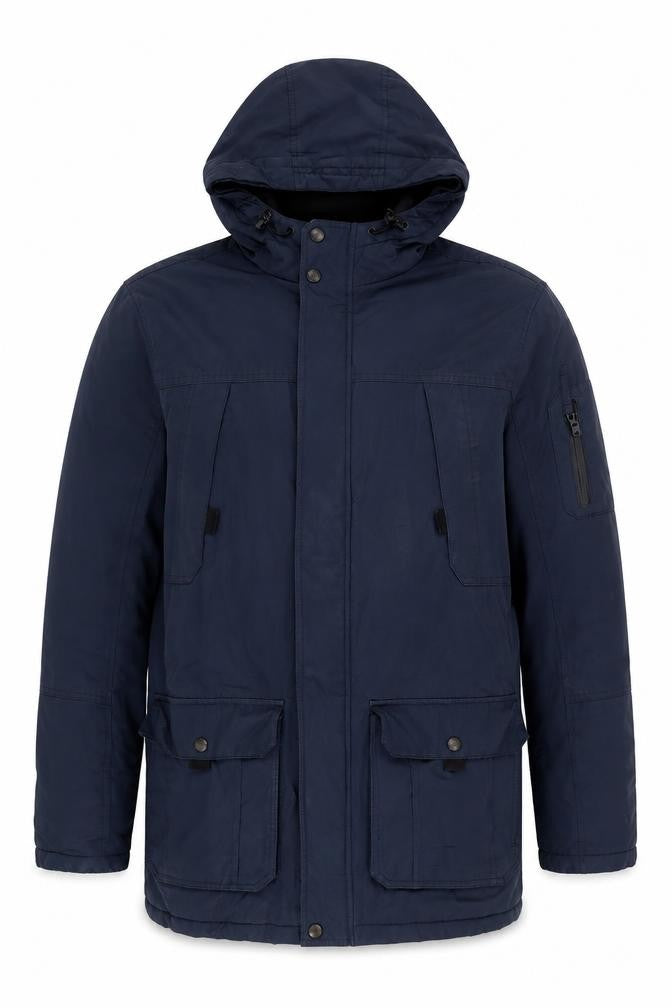 Front view of Red Herring Men's Blue Parka Jacket S Casual