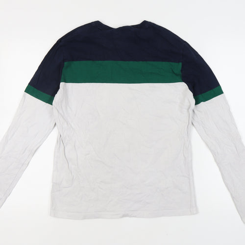 Superdry Men's Navy, Green & White Colourblock Tee L