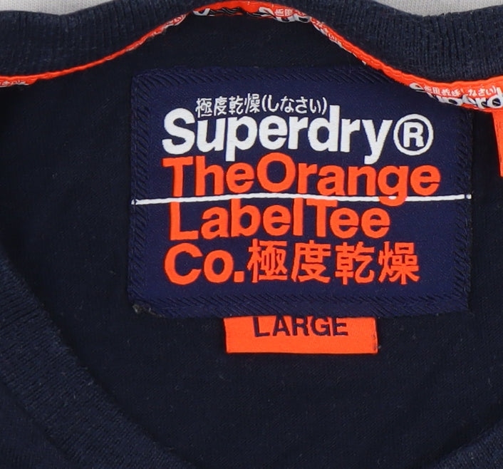 Superdry Men's Navy, Green & White Colourblock Tee L