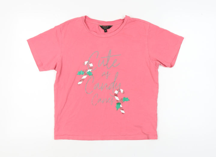 Lipsy London Women's Pink Christmas T-Shirt M