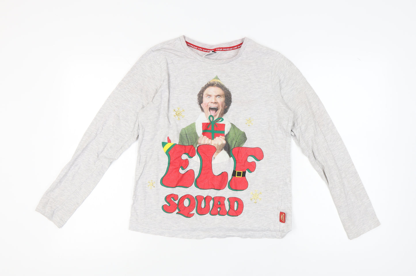 George Unisex Grey Christmas Elf Pyjama Top Size 8-10