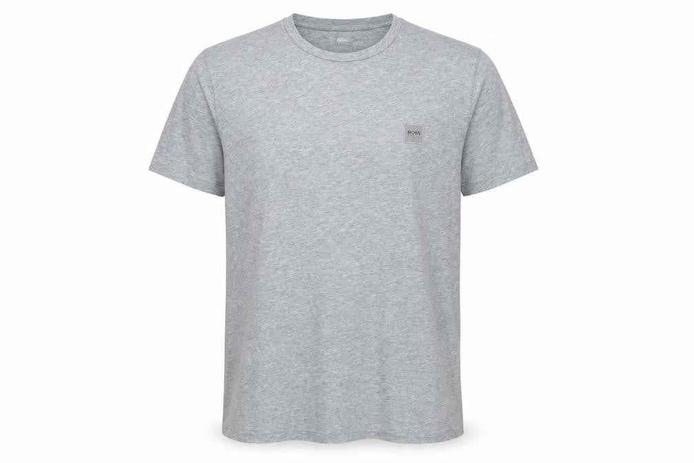 Hugo Boss Men’s Grey Crew Neck T-Shirt, Size L, Logo Accent