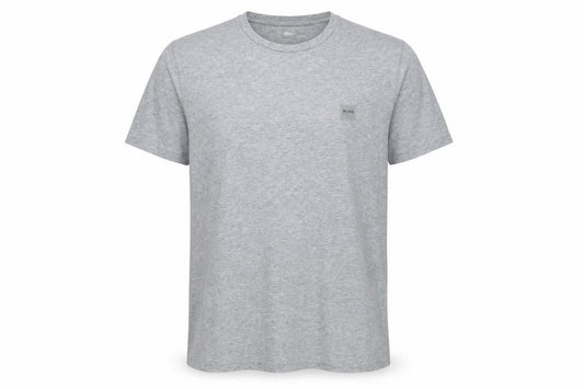 Front view of Hugo Boss Men’s Grey Crew Neck T-Shirt, size L, Logo Accent
