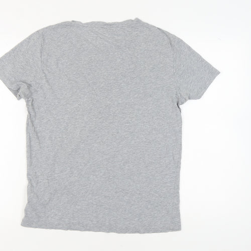 Hugo Boss Men’s Grey Crew Neck T-Shirt, Size L, Logo Accent