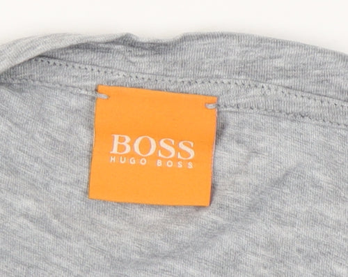 Hugo Boss Men’s Grey Crew Neck T-Shirt, Size L, Logo Accent