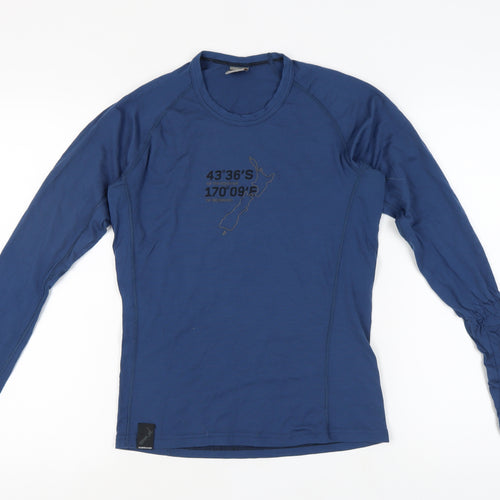 Icebreaker Men’s Blue Wool Long Sleeve T-Shirt, Size S