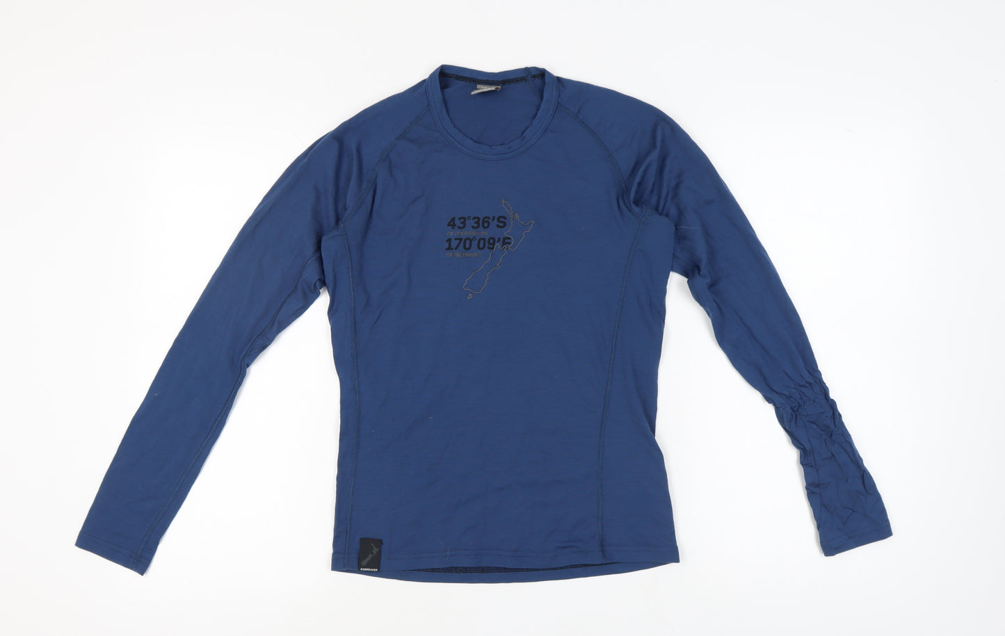 Icebreaker Men’s Blue Wool Long Sleeve T-Shirt, Size S