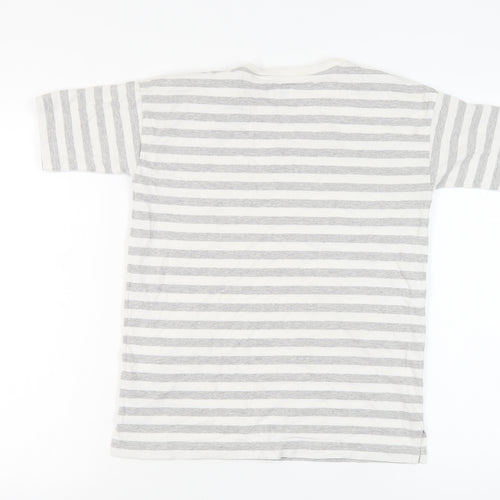 Jack Wills Women's Striped T-Shirt, Size 4, White/Grey