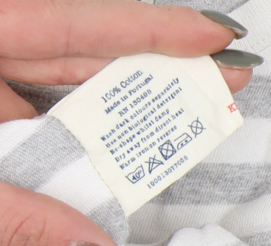 Jack Wills Women's Striped T-Shirt, Size 4, White/Grey