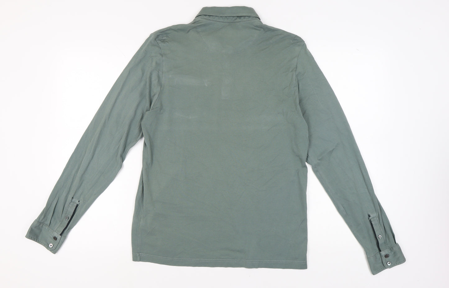 Marks and Spencer Men's Green Long Sleeve Polo L