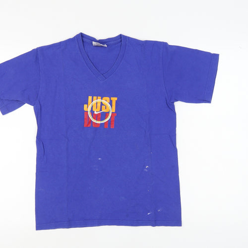Nike Blue Unisex T-Shirt, M, V-Neck, 100% Cotton