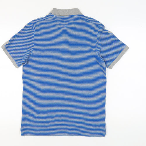 Rockport Men's Blue Striped Polo Shirt - Medium