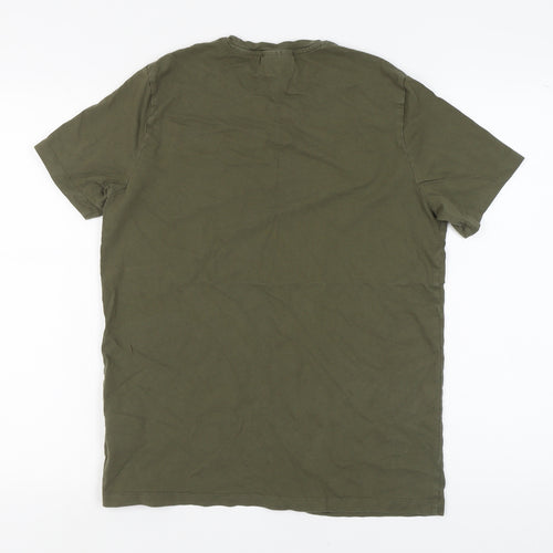 Hugo Men's Green Cotton T-Shirt, Regular Fit, M