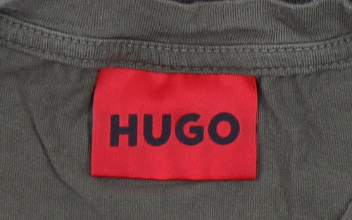 Hugo Men's Green Cotton T-Shirt, Regular Fit, M