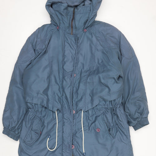 C&A Women's Blue Nylon Hooded Parka Jacket Size 12