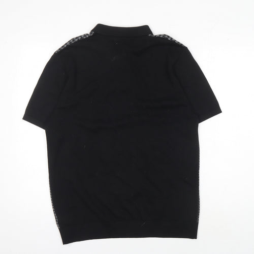 Next Men's Black Houndstooth Polo L