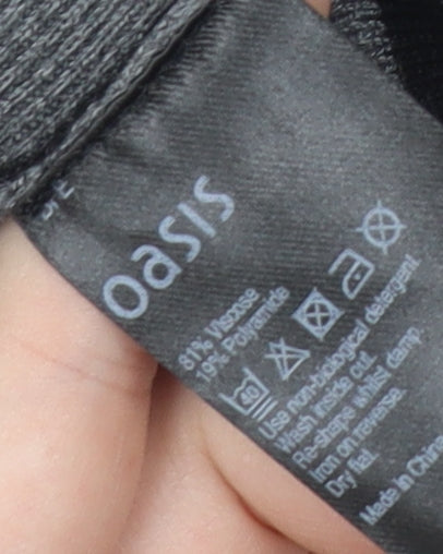 Oasis Women's Black Grey Striped Knit Dress M