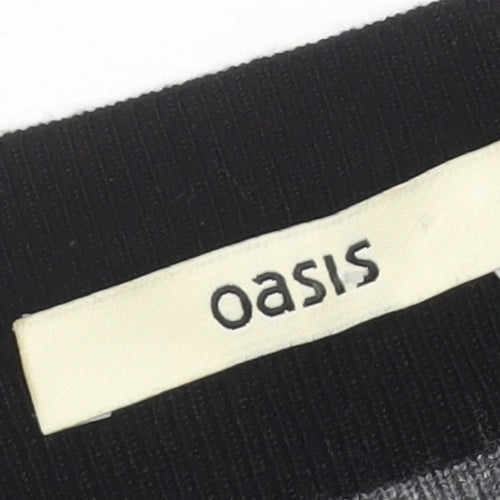 Oasis Women's Black Grey Striped Knit Dress M