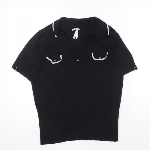 Next Women's Black Polo Shirt Size 16 - Classic Style