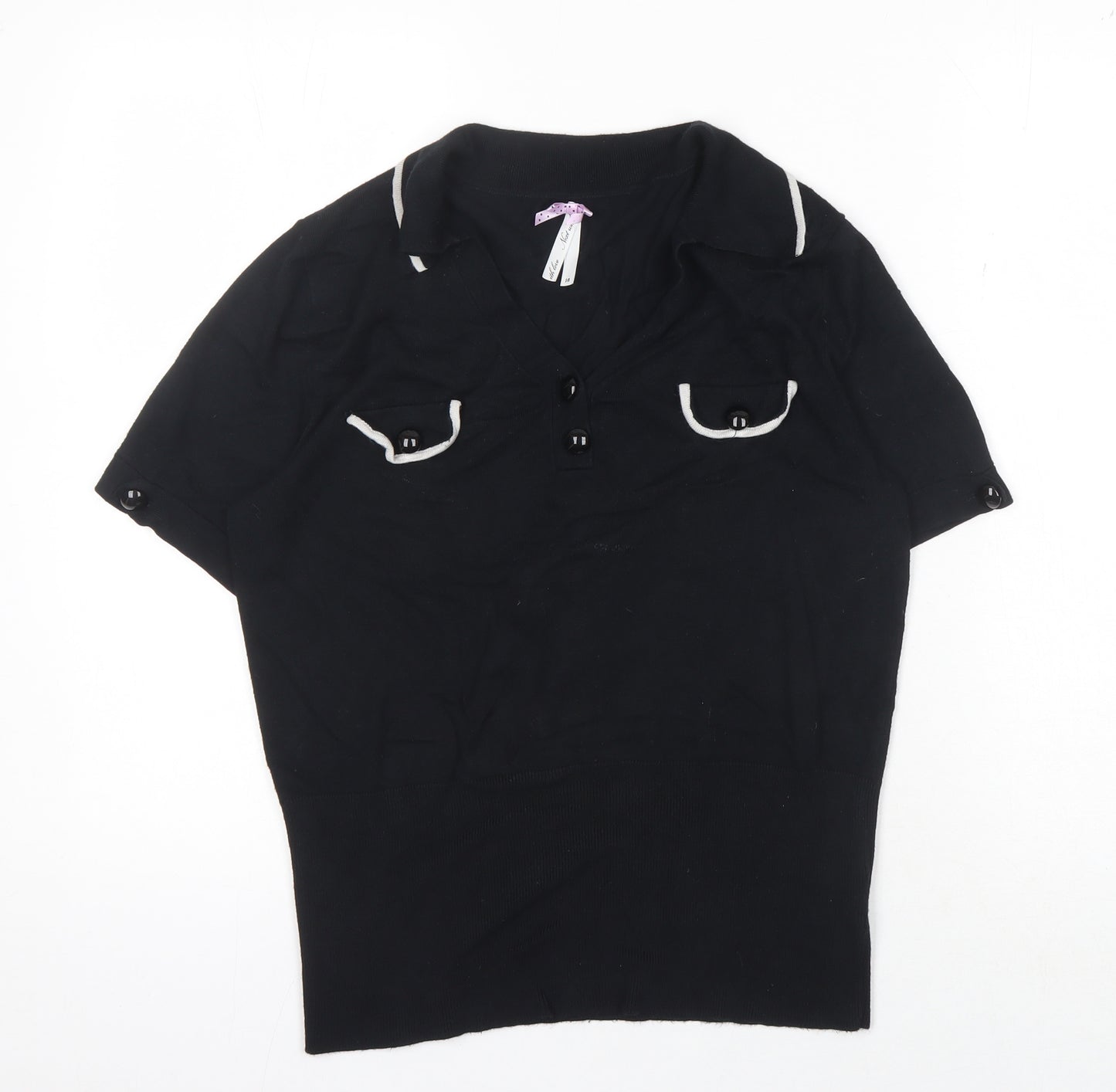Next Women's Black Polo Shirt Size 16 - Classic Style