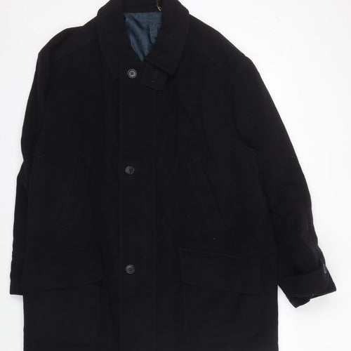 BR Menswear Men's Black Wool Overcoat - M