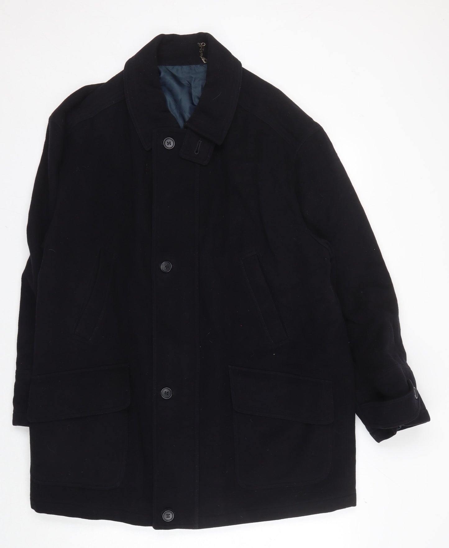 BR Menswear Men's Black Wool Overcoat - M