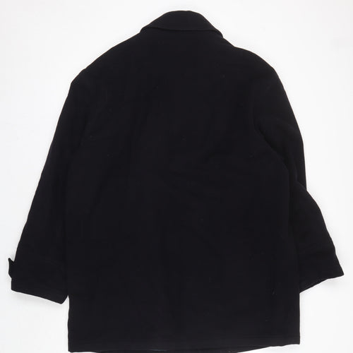 BR Menswear Men's Black Wool Overcoat - M