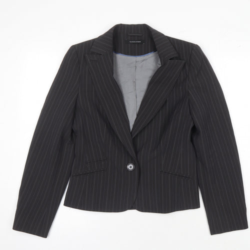 Dunnes Stores Black Pinstripe Suit Jacket Women Size 10