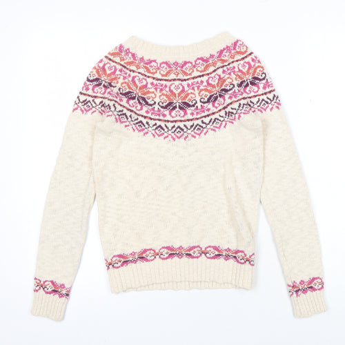 FatFace Women’s Ivory Fair Isle Pullover Jumper Size 8