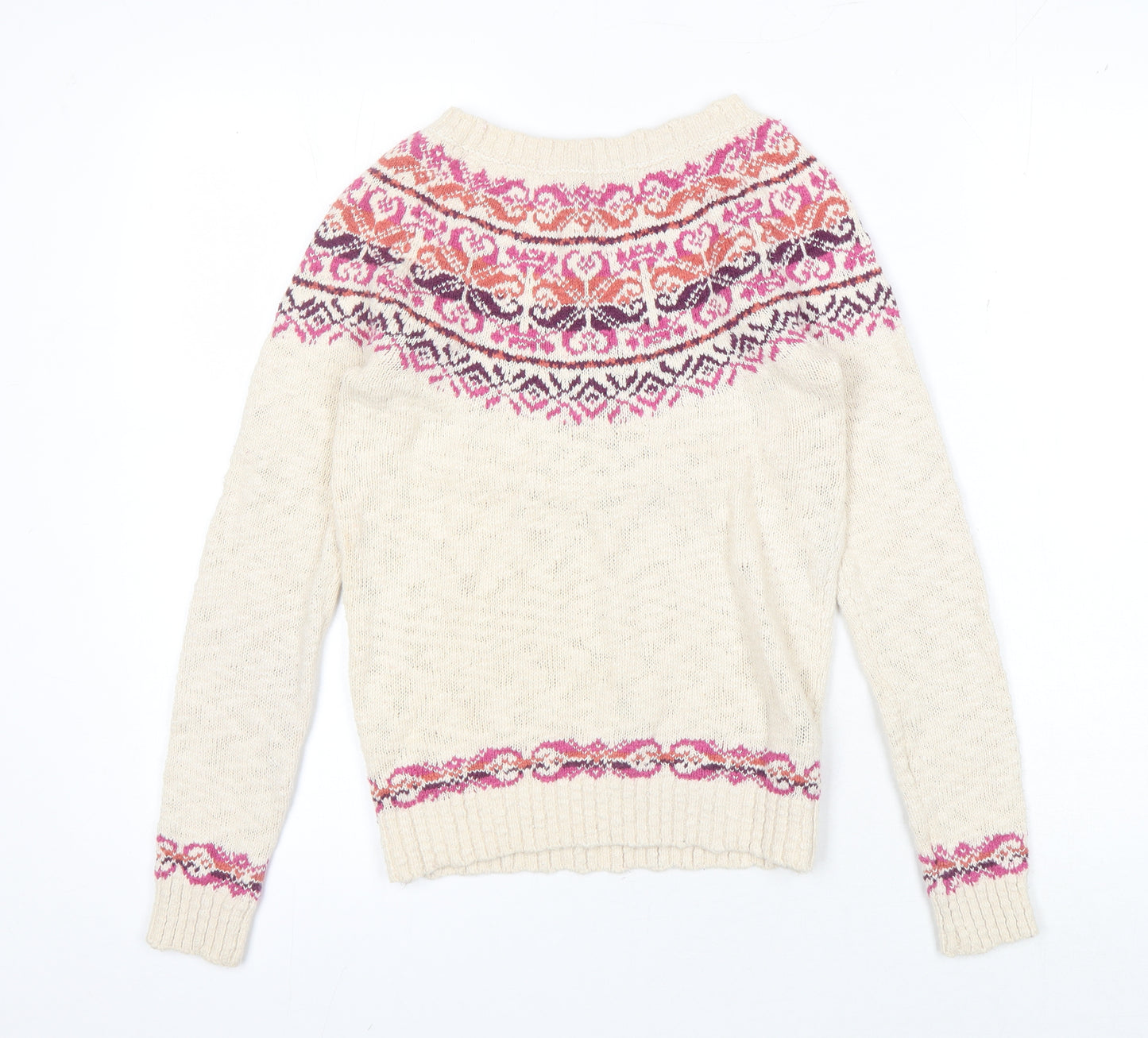 FatFace Women’s Ivory Fair Isle Pullover Jumper Size 8