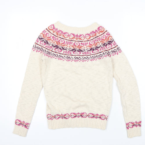 FatFace Women’s Ivory Fair Isle Pullover Jumper Size 8