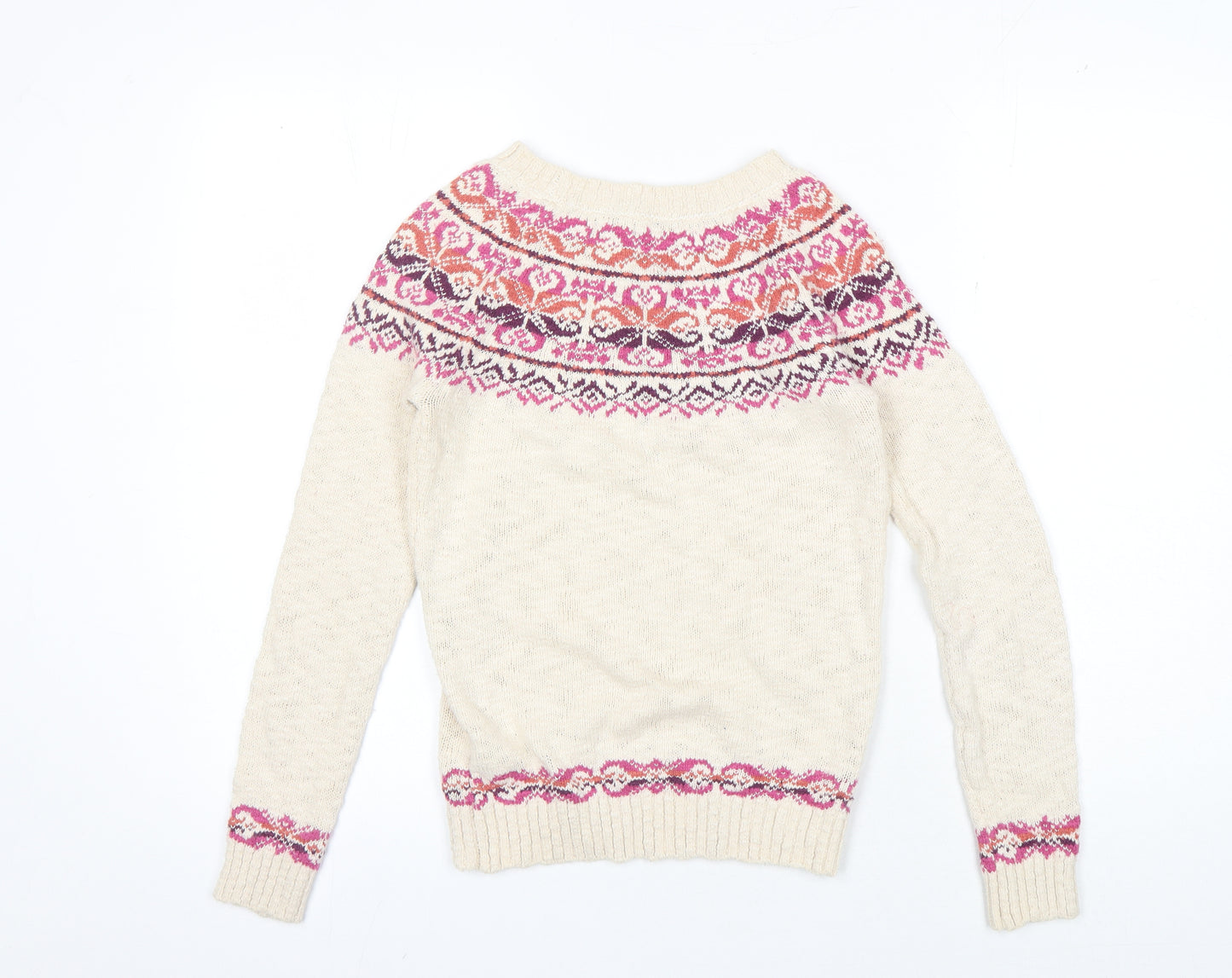 FatFace Women’s Ivory Fair Isle Pullover Jumper Size 8