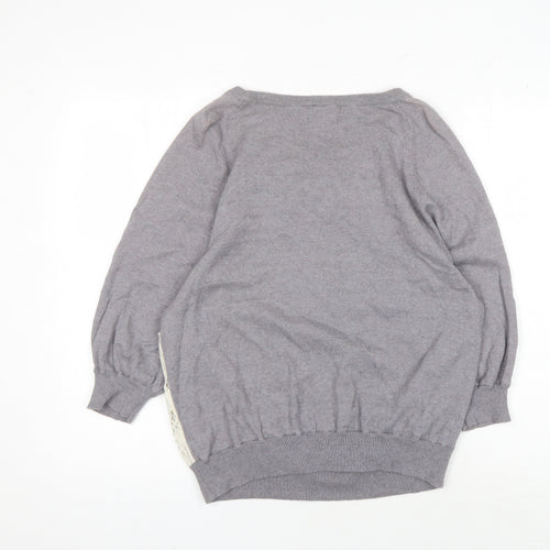 Next Women's Grey Pullover Jumper Size 14 with Lace Accents