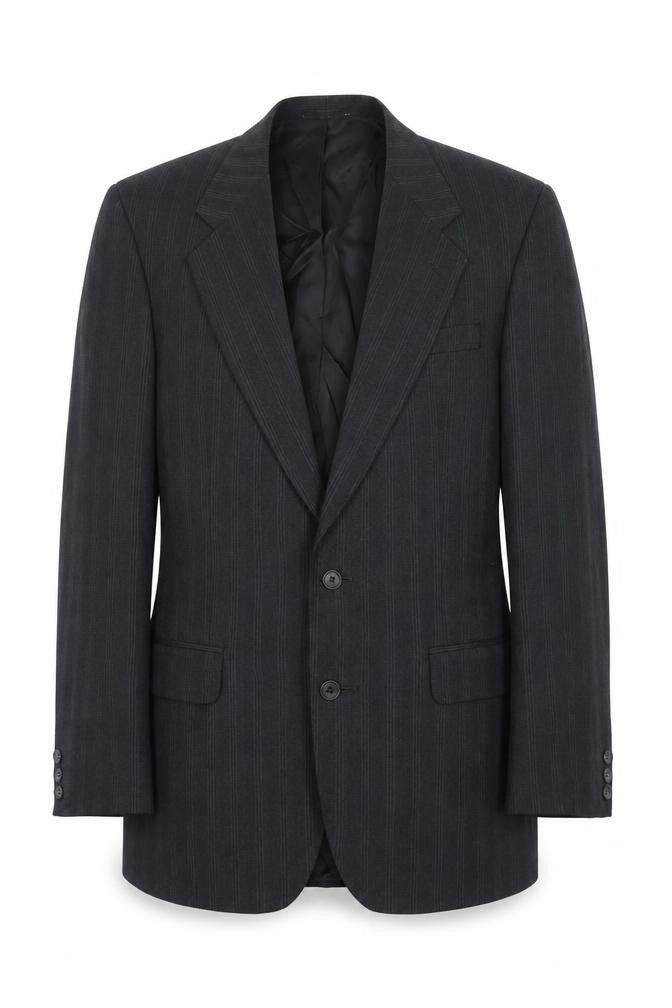 Front view of Daniel Drescott Men's Grey Striped Blazer 38 Long Classic
